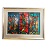 Frame reproduction fake stained glass window of the ascension of Le Mans cathedral 1960s