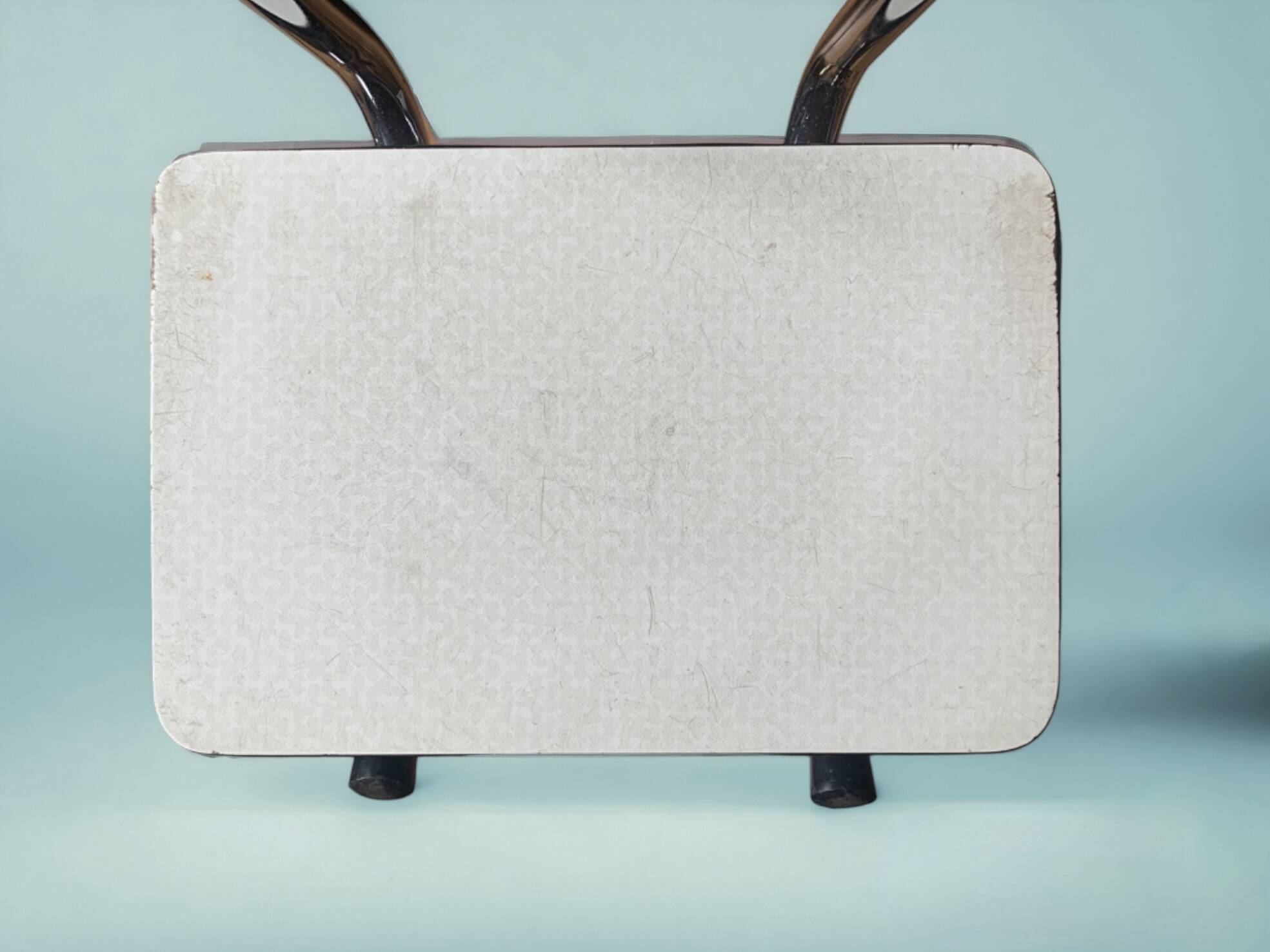 Vintage stepladder in Formica, wood and chromed metal