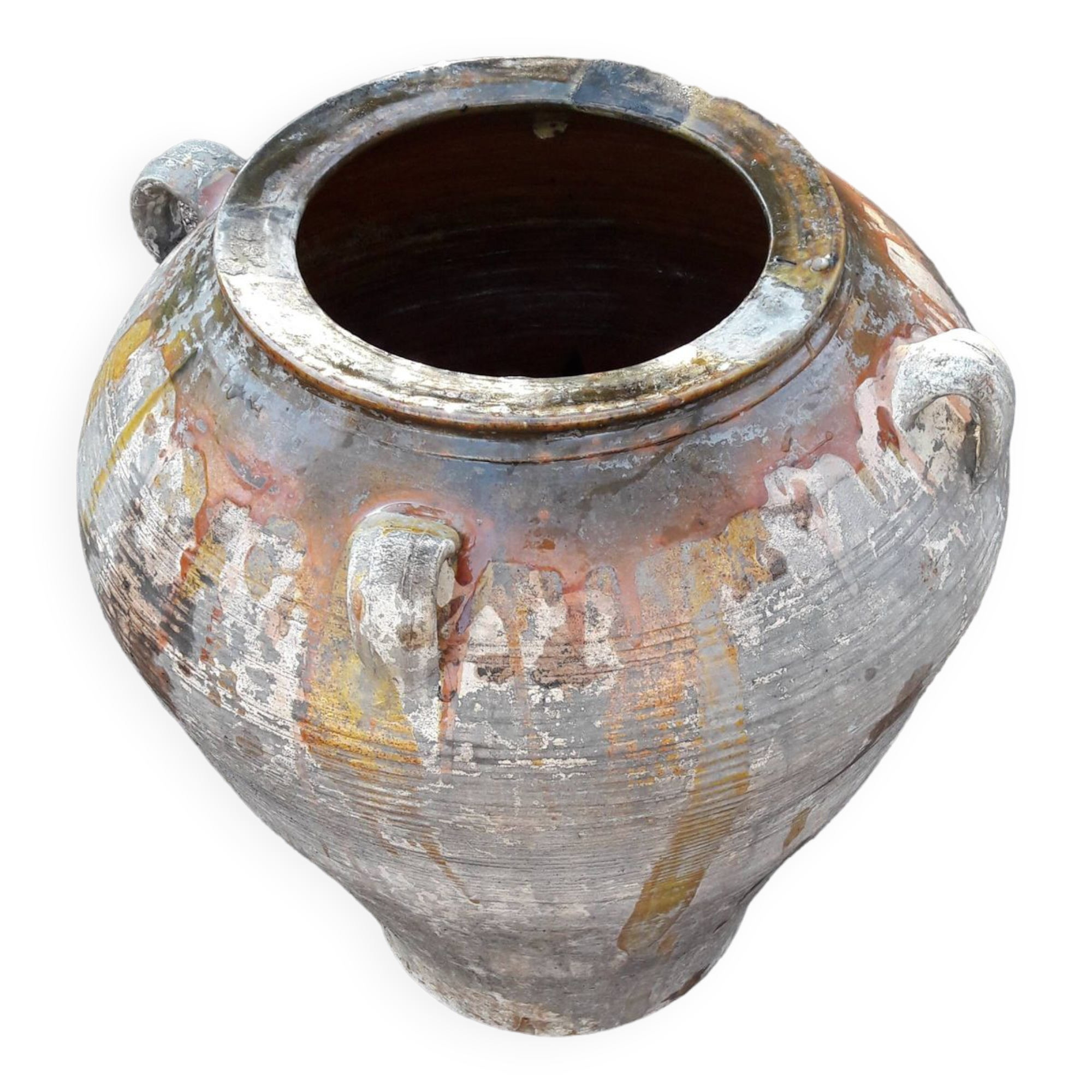 Antique 19th century terracotta oil jar with handles