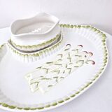 Large Asparagus Dish With Vintage Ceramic Barbotine Saucepan