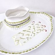 Large Asparagus Dish With Vintage Ceramic Barbotine Saucepan