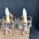 Pair of antique wall lamps - golden metal - grapevines - 1 lights