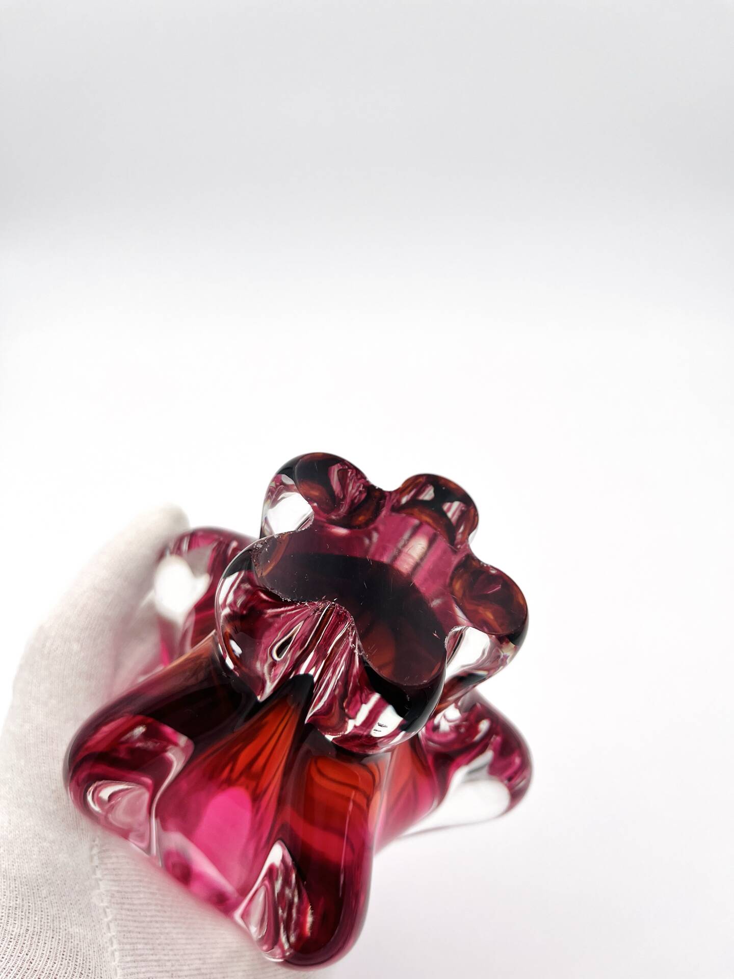 Organic Art Vase Josef Hospodka - Sommerso Ruby/Mandarin