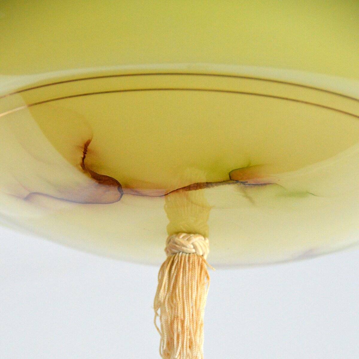 Vintage art deco yellow opaline basin pendant light
