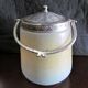 Art Nouveau Opal Glass Biscuit Jar: Hand-Painted Iris, French Candy Jar
