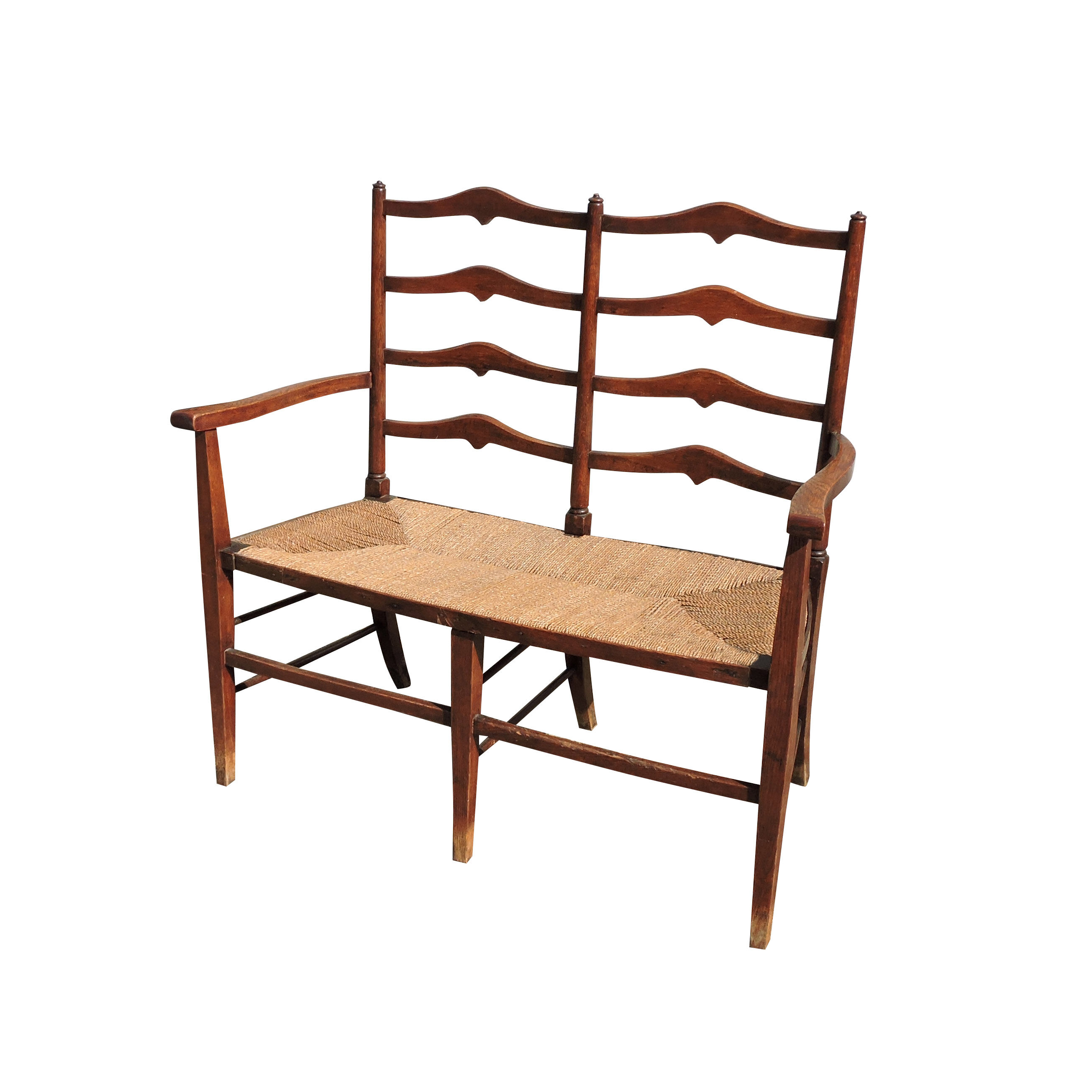 Arts and Crafts oak love bench