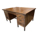 Minister's desk in solid oak with marquetry 1930s