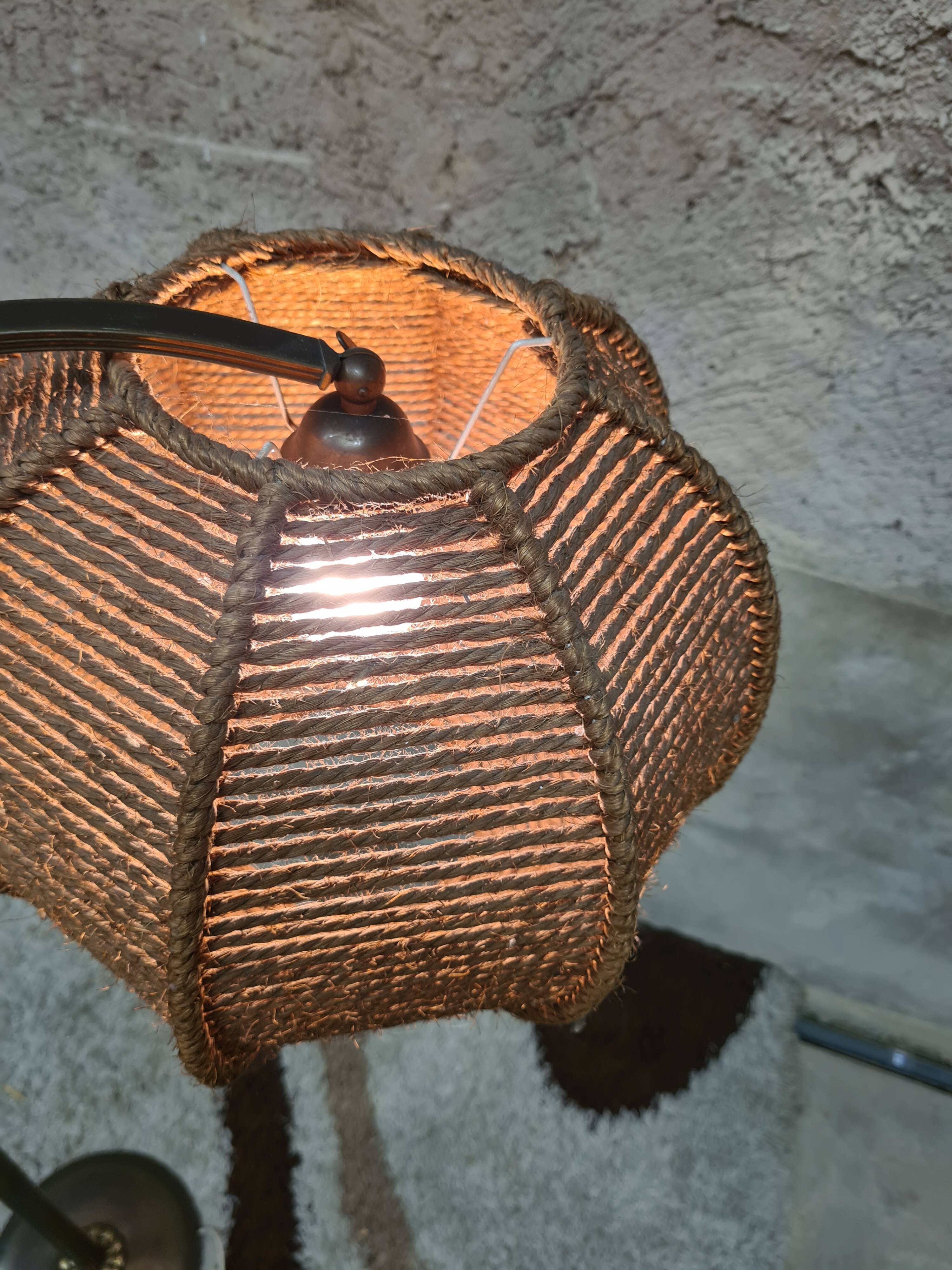 Lampe cordage vintage, années 60