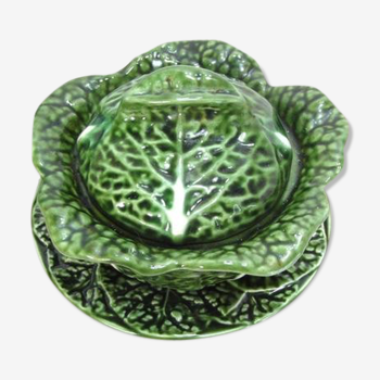 Bowl and plate in the shape of cabbage leaf, made in Portugal