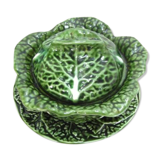 Bowl and plate in the shape of cabbage leaf, made in Portugal