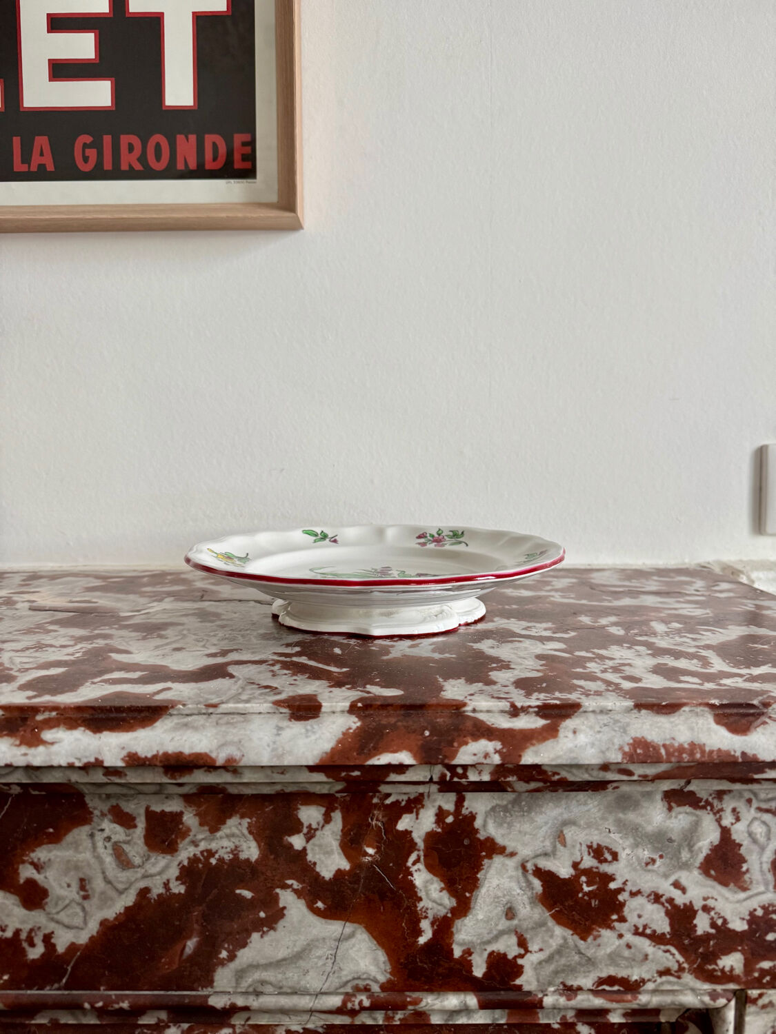 Low compote dish in Lunéville earthenware