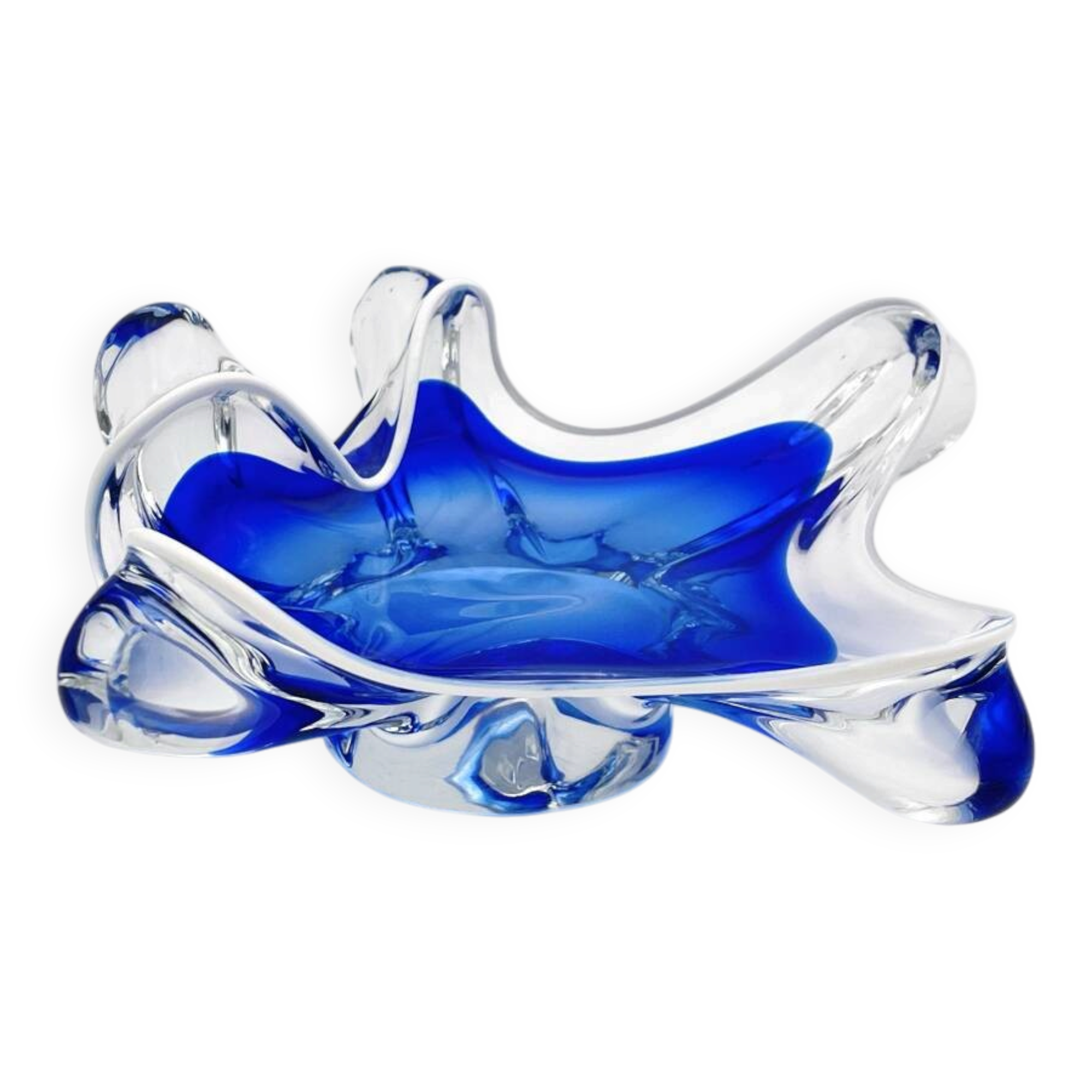 Cup Josef Hospodka Chribska Cristal Bleu Cobalt White Trim 24cm