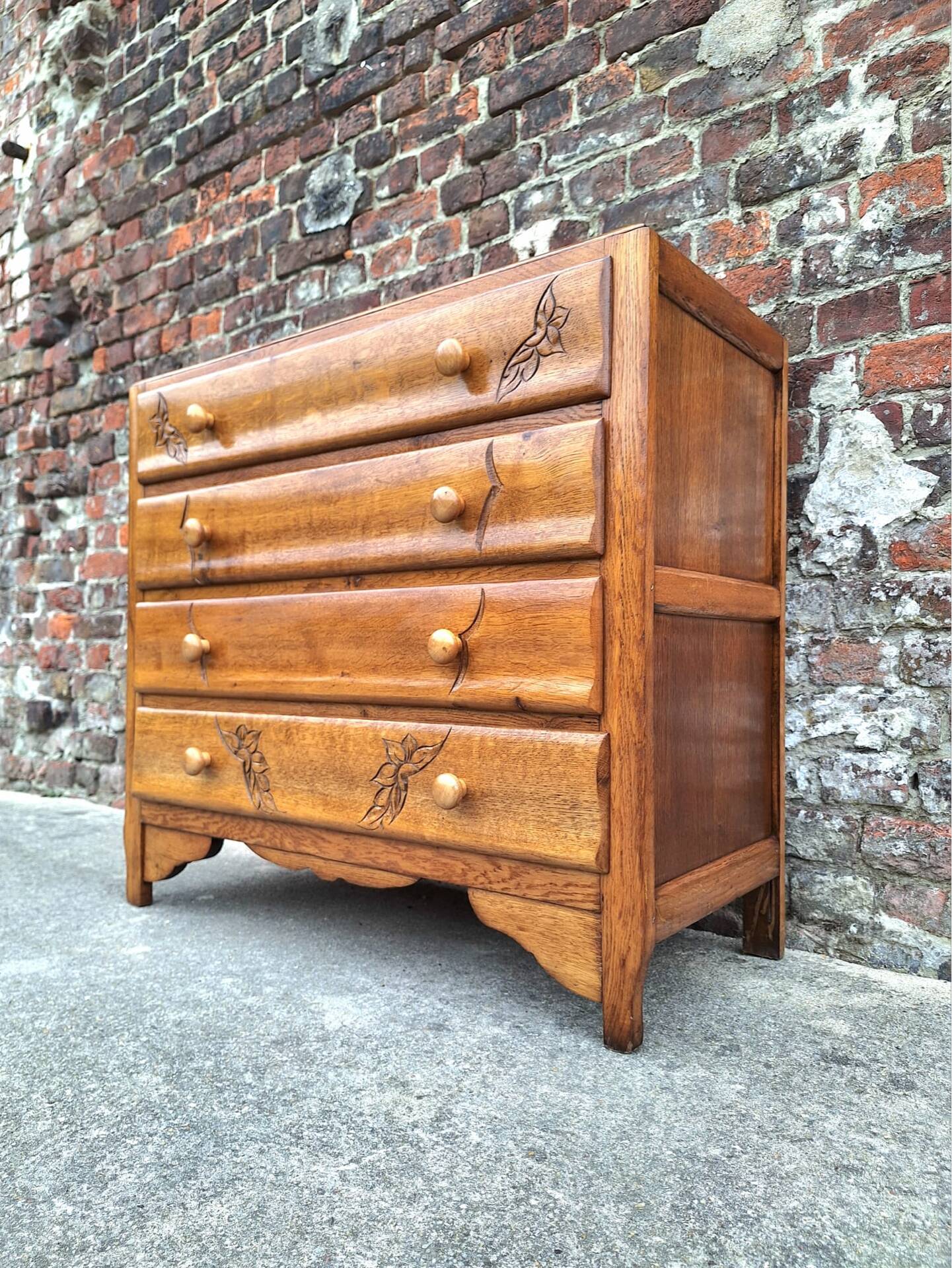 Art Deco commode, vintage antique piece with marble top.