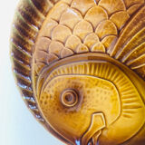 Lot de 2 plats en barbotine Sarreguemines décor poissons