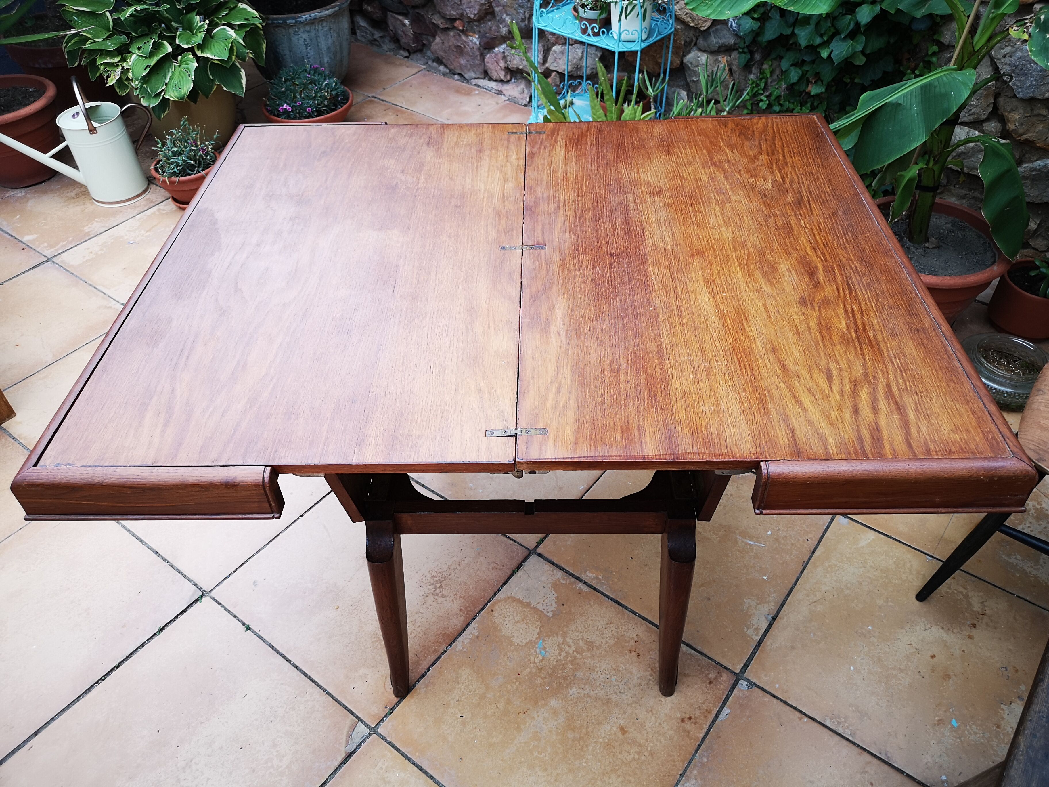 Vintage teak coffee table, transformable into a high table