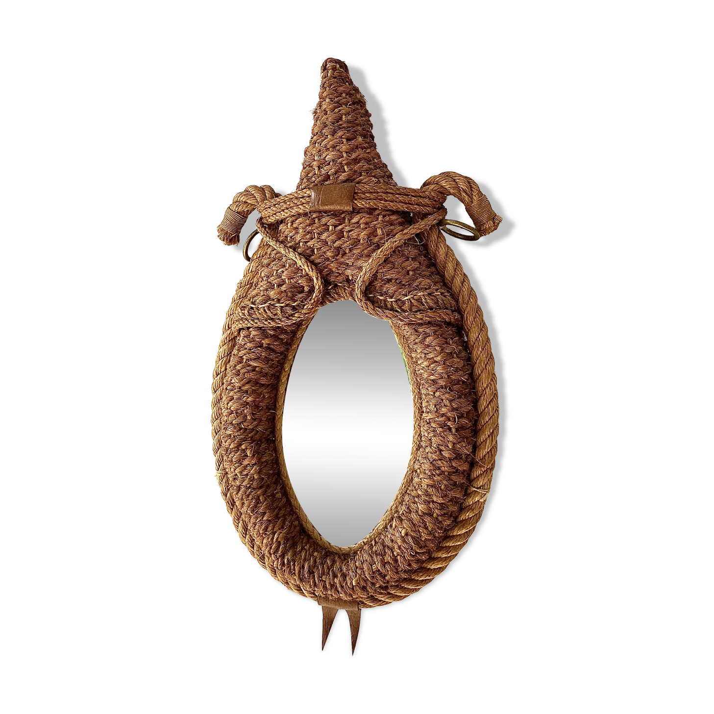 Mirror with rope and hemp from the 1960s.