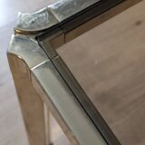 Table basse laiton plateau verre fumé