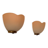 Paires d'appliques vintage en laiton et verre orangé, France 1970