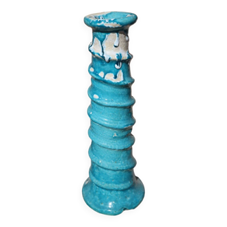 Vase sculpture tamegroute bleu turquoise émaillée wabi-sabi