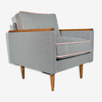 Fauteuil ZWP-8 Cube, tissu pied de poule, années 1970