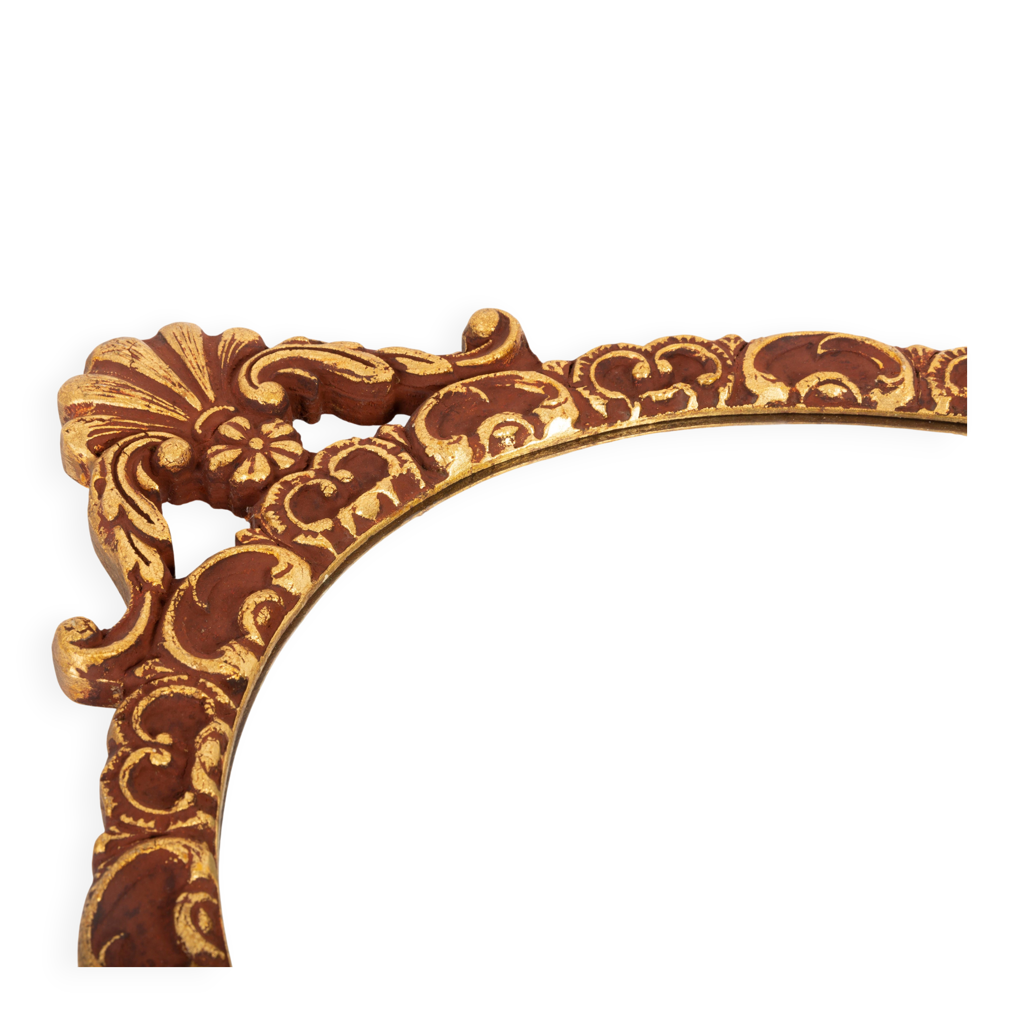 Vintage Italian mirror in gold and brown, gilded woodwork, 1960s.