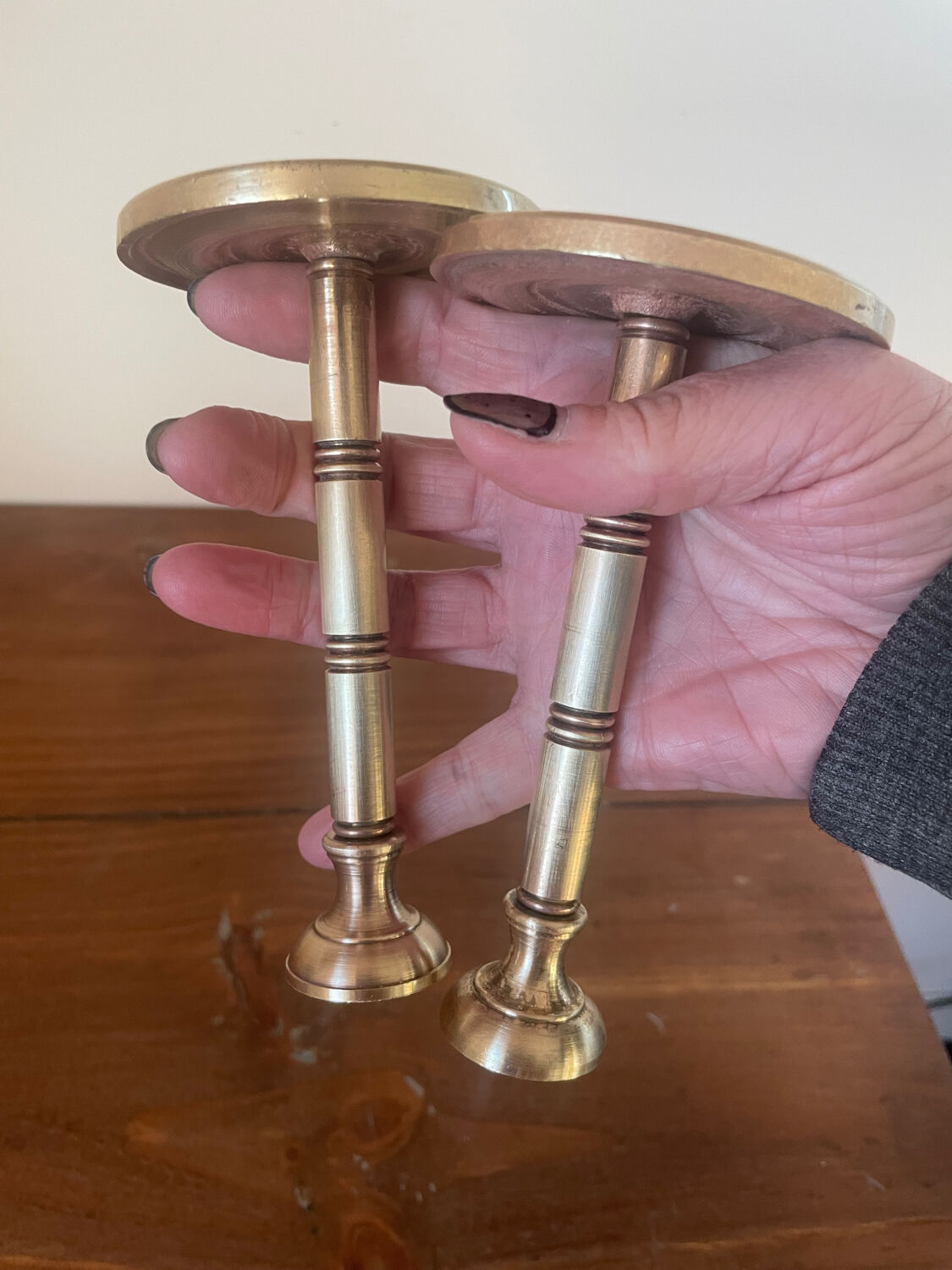 2 golden brass curtain tiebacks