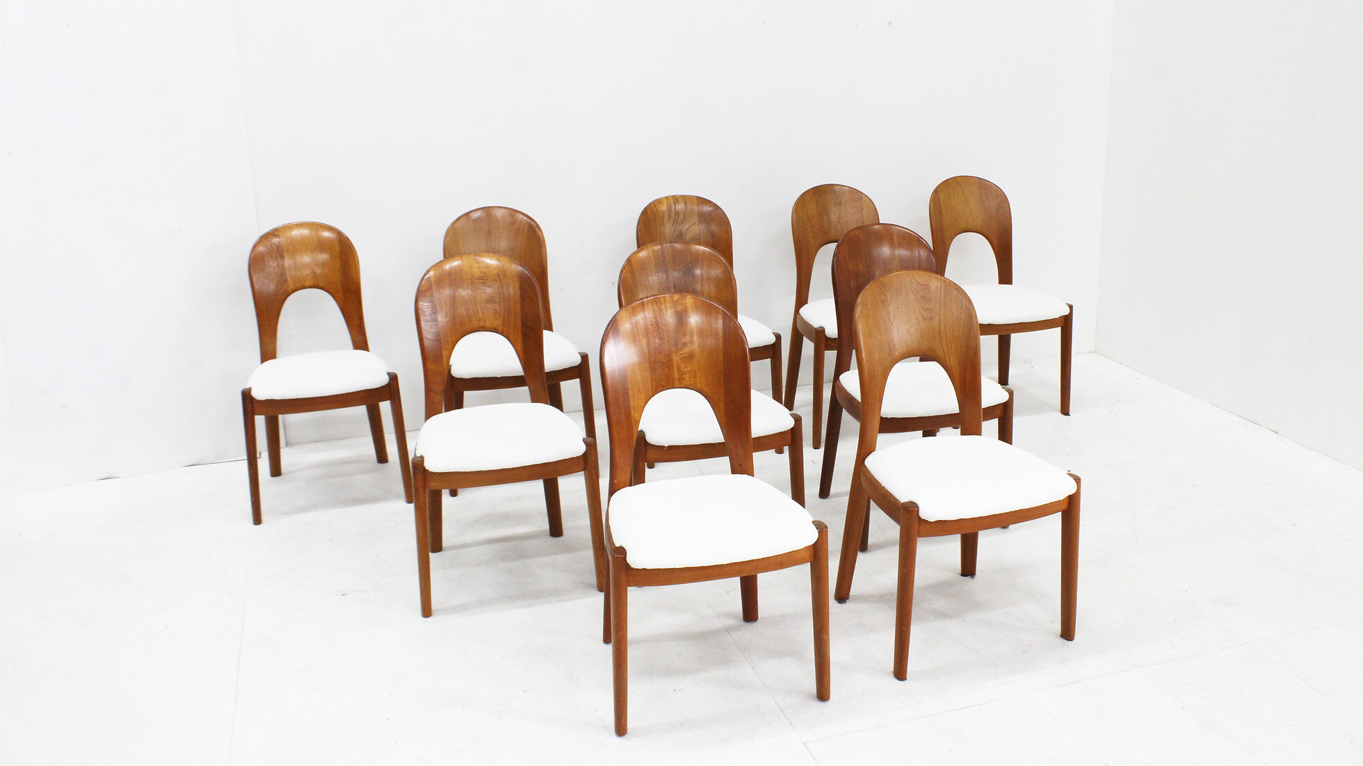 Vintage Danish dining chairs by Niels Koefoed solid teak, set of 10