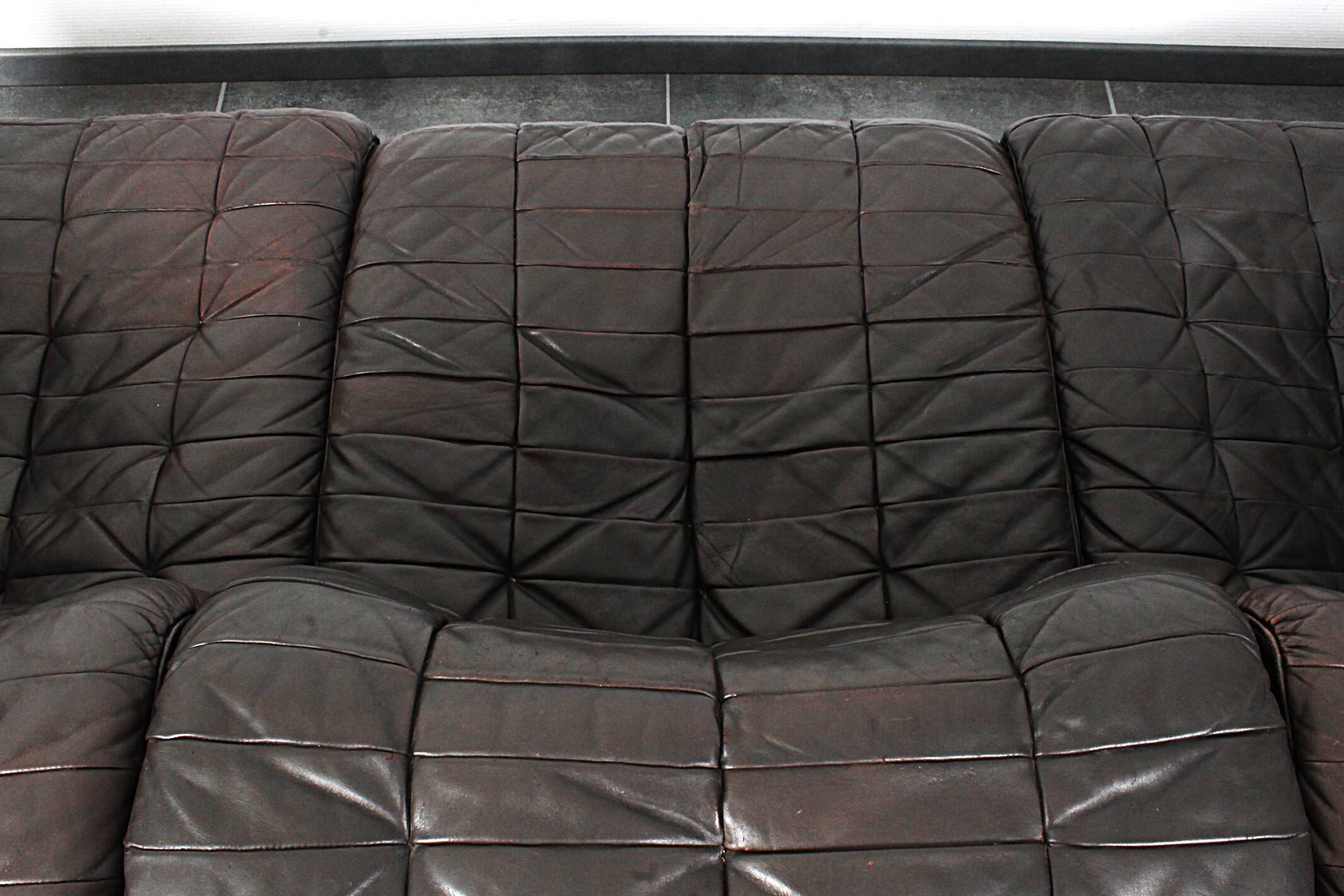 Canapé trois places De Sede DS-11 en cuir marron chocolat