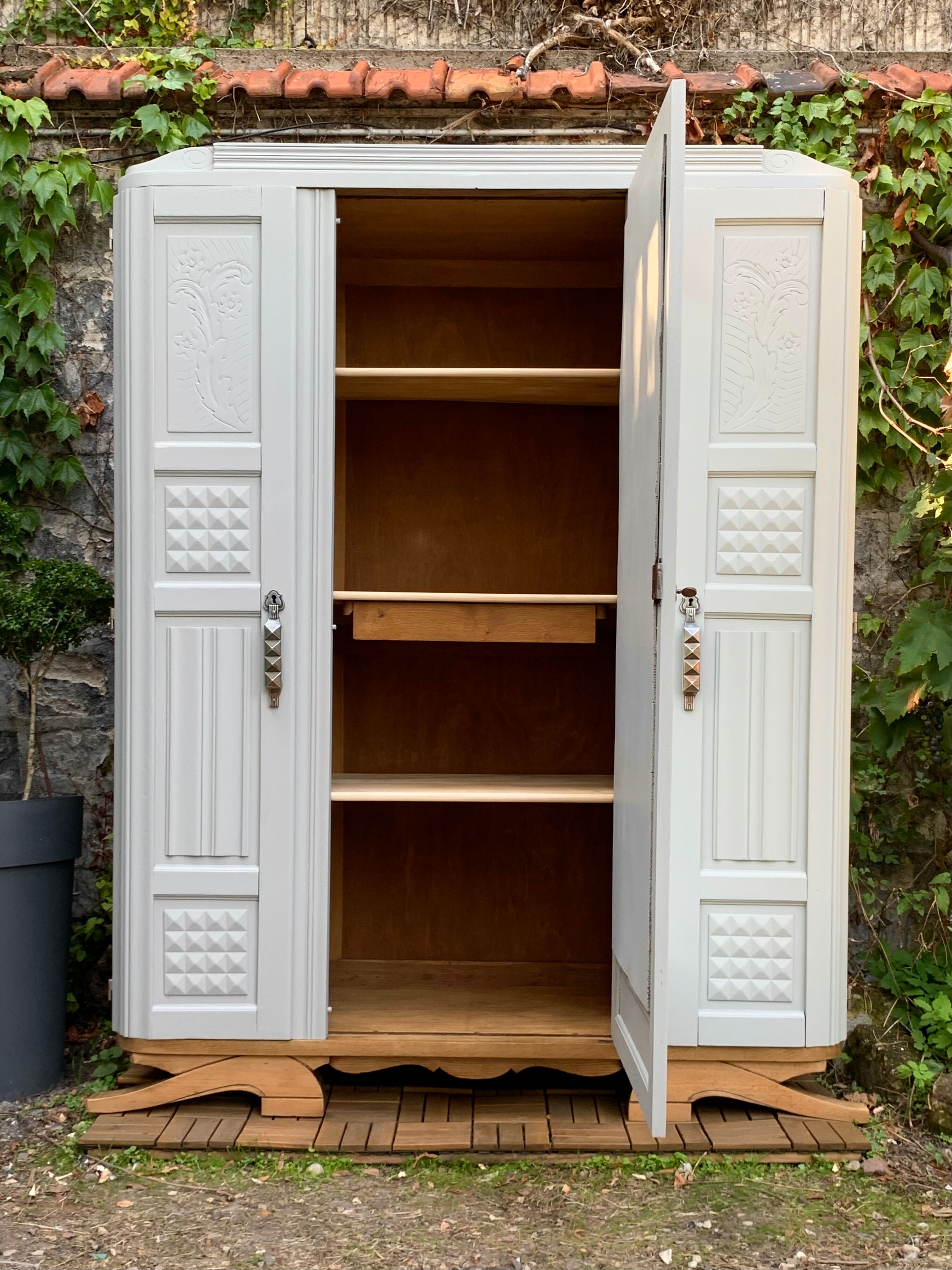 Parisian art deco wardrobe solid oak 1930
