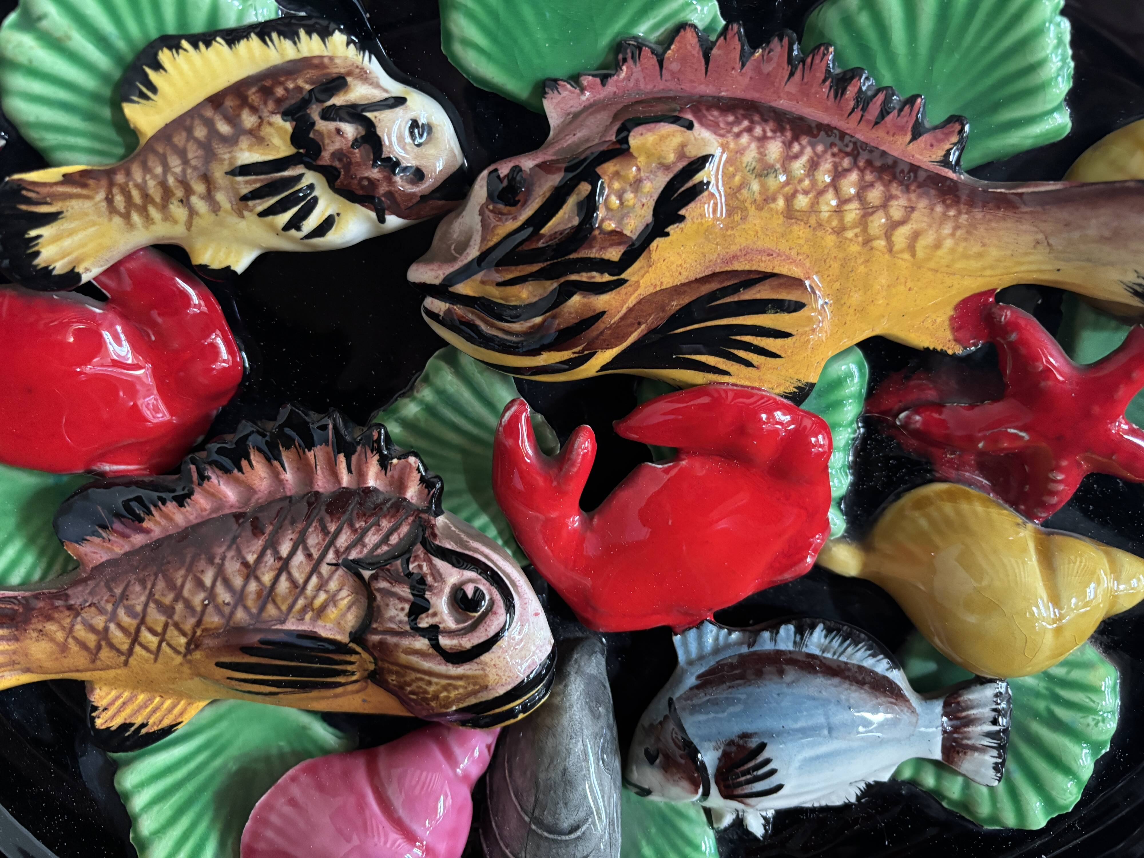 Vallauris wall decoration in polychrome ceramic, marine decor 1960.