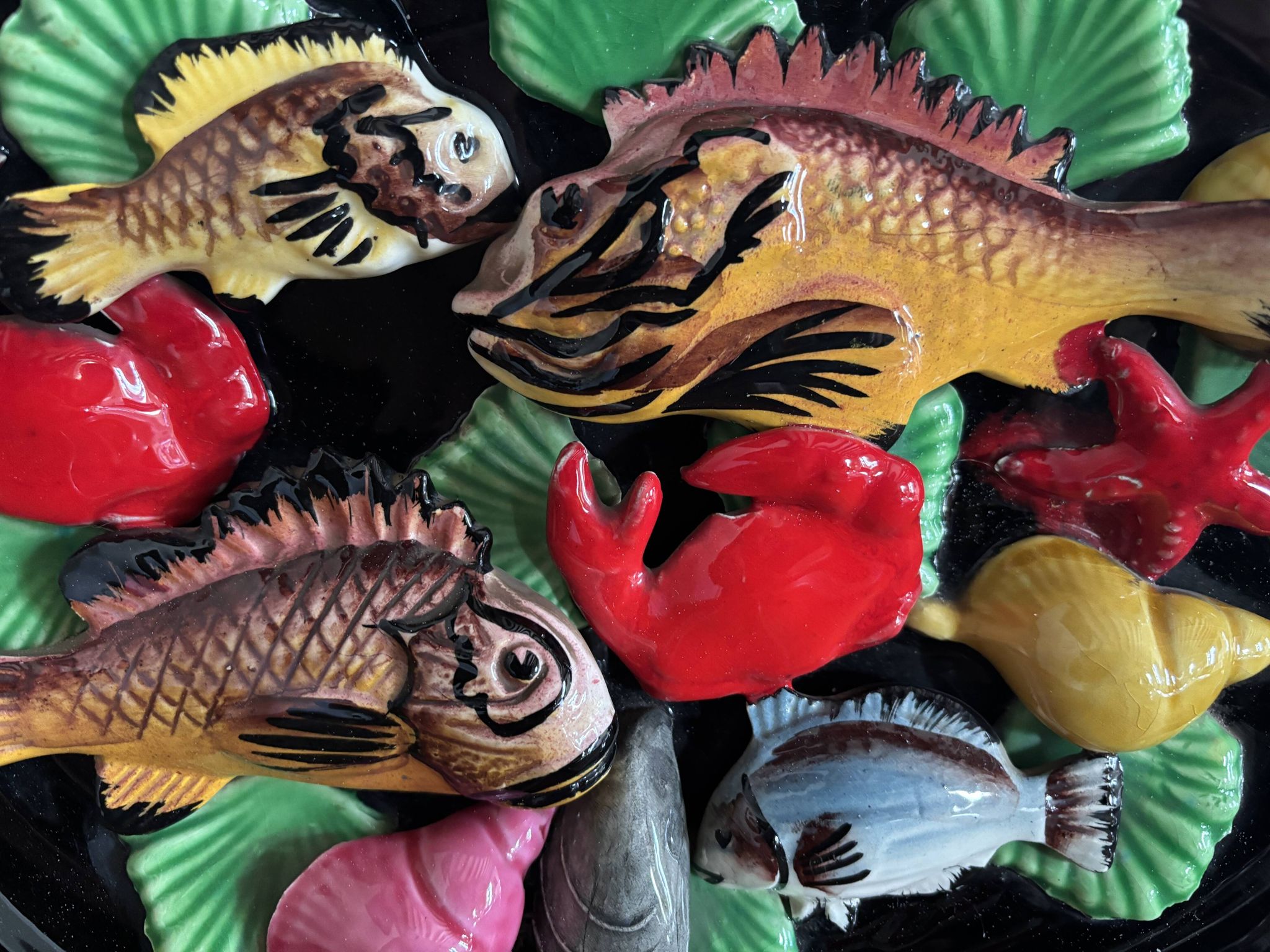 Vallauris wall decoration in polychrome ceramic, marine decor 1960.