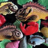 Vallauris wall decoration in polychrome ceramic, marine decor 1960.