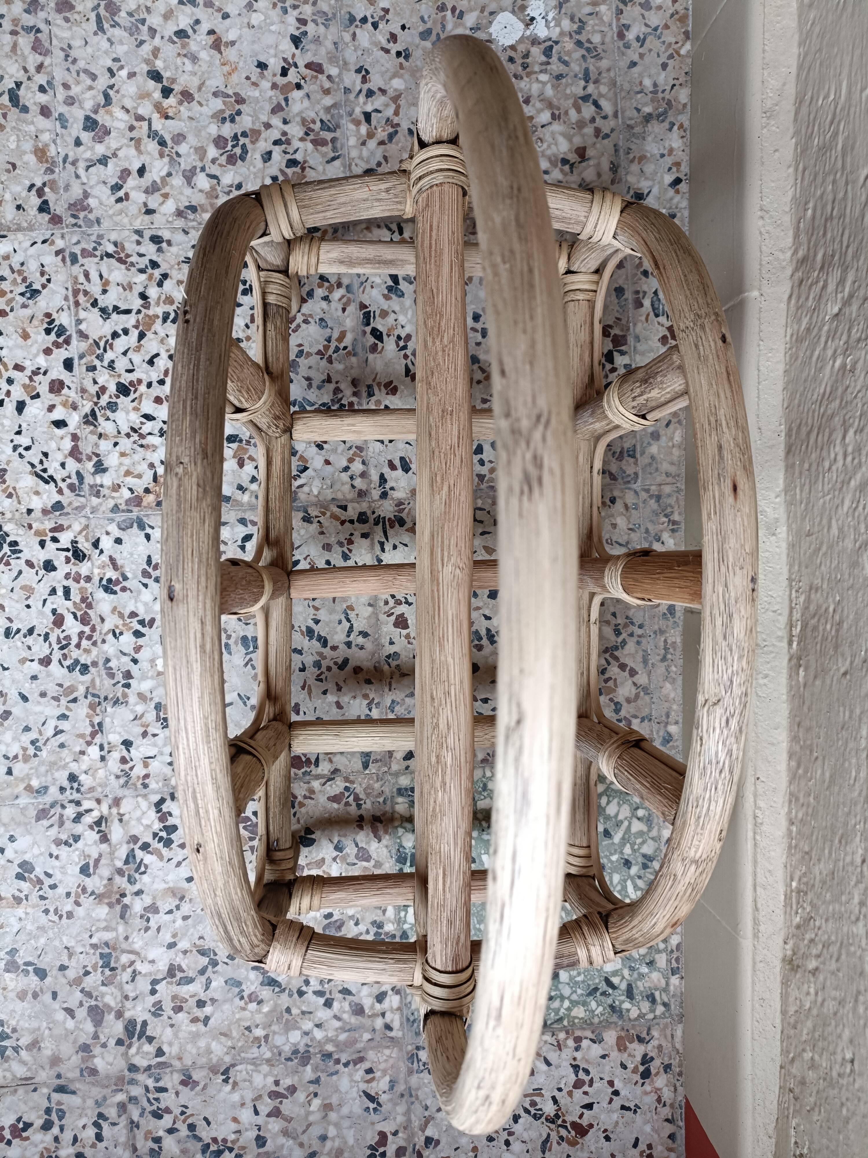 Refurbished rattan magazine rack
