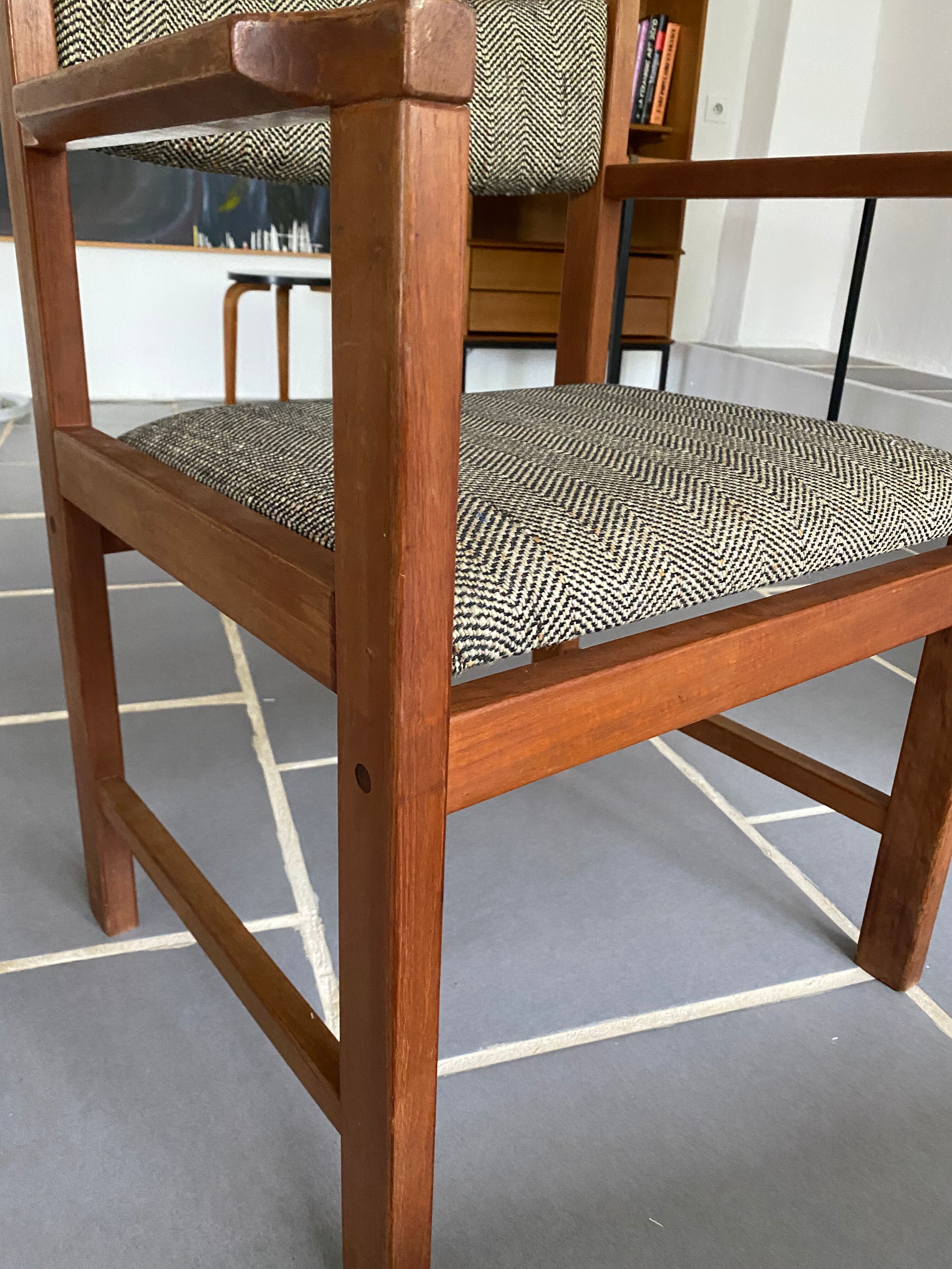 Fauteuil scandinave vintage teck et tweed