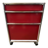 Caisson à roulettes USM Haller rouge – 3 tiroirs