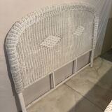 Vintage headboard in woven white rattan