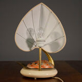 Table lamp, Cigno, made of steel and Nautilus shells, by Antonio Pavi