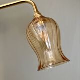 Applique coudée tulipe vintage en verre ambré