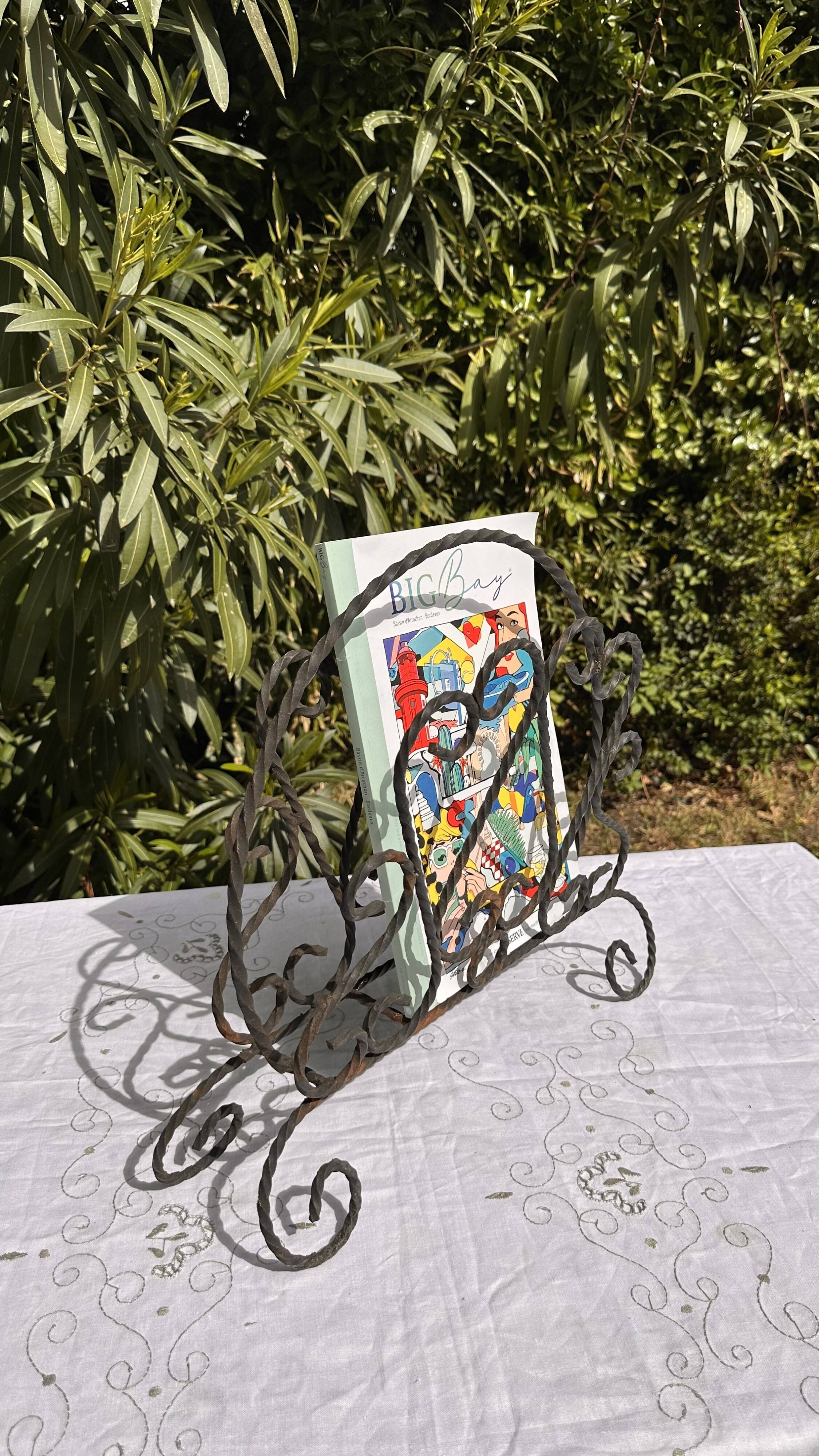 Vintage Magazine Rack - Twisted Wrought Iron Magazine or Vinyl Record Holder