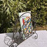 Vintage Magazine Rack - Twisted Wrought Iron Magazine or Vinyl Record Holder