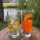 Vintage set of 4 fruit-decorated orangeade glasses.