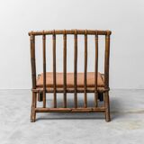 Pair of wooden and faux leather chairs by Alberto Smania, 1970s vintage modernism