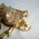 Lamp foot Régis Dho Fondica bronze gilded bird foliage insects