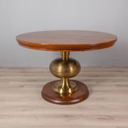 Round table in wood and brass vintage 1960s design luciano frigerio
