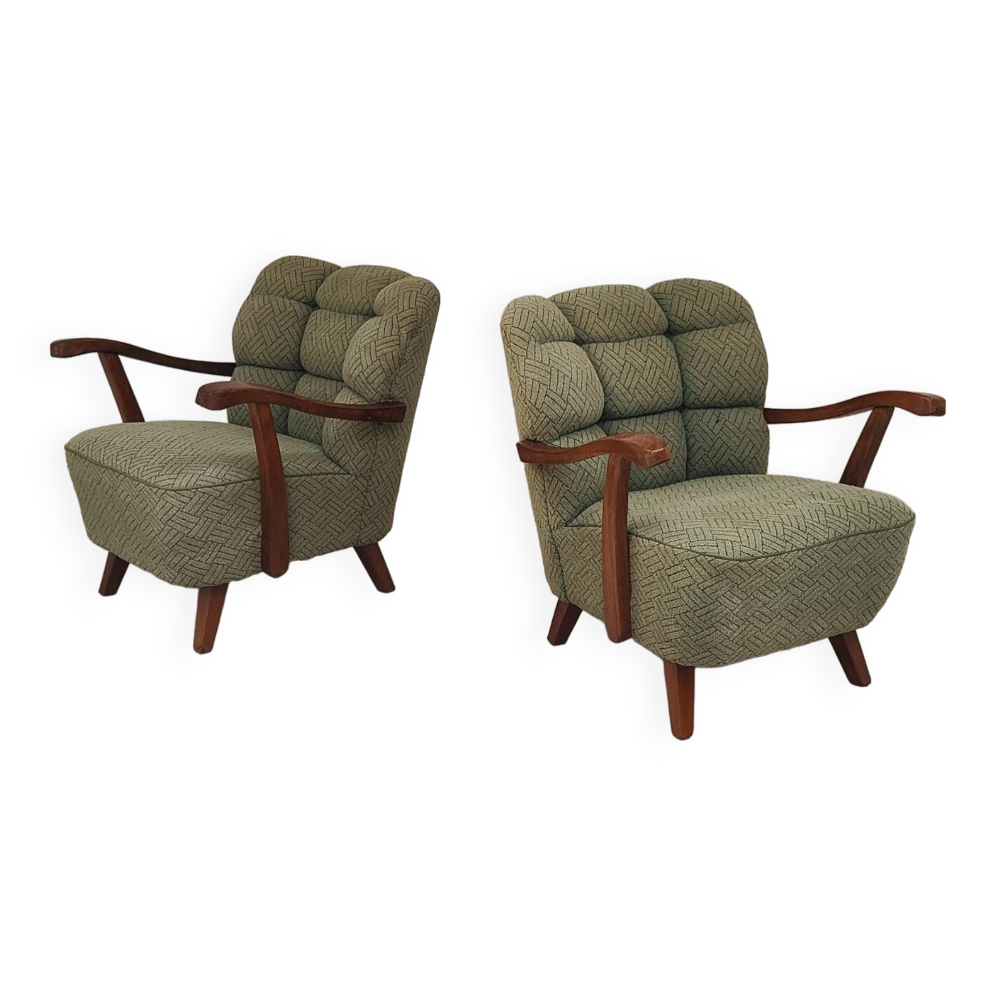 Paire de fauteuils Halabala vert par Druzba Bratislava B-609 année 59