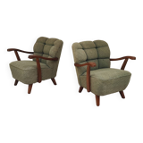 Pair of green Halabala armchairs by Druzba Bratislava B-609 year 59