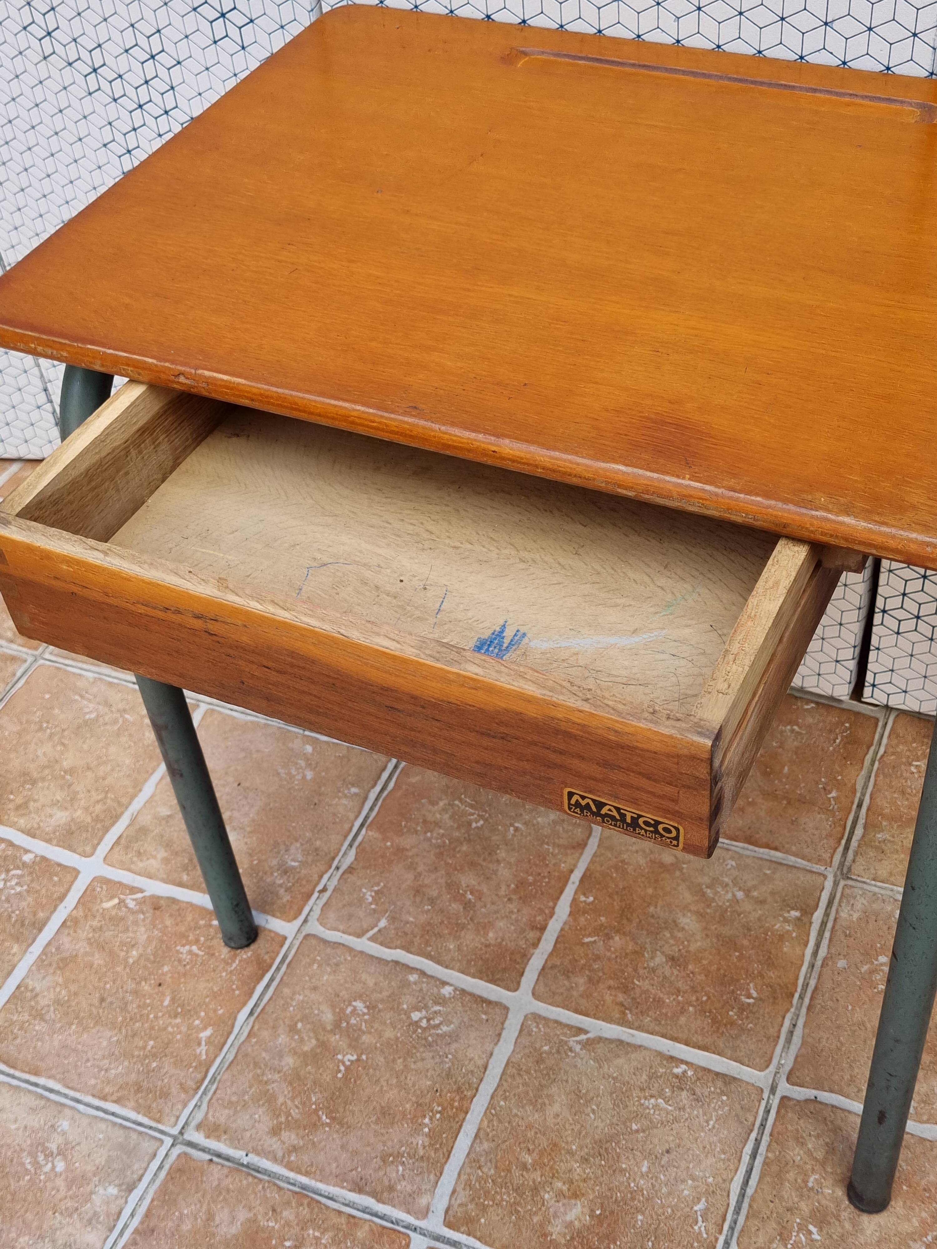 MATCO Paris Vintage School Desk with Drawer – 54 x 54 x 40 cm