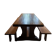 Set of 3 monastery tables in solid oak 220 cm with 6 matching benches.