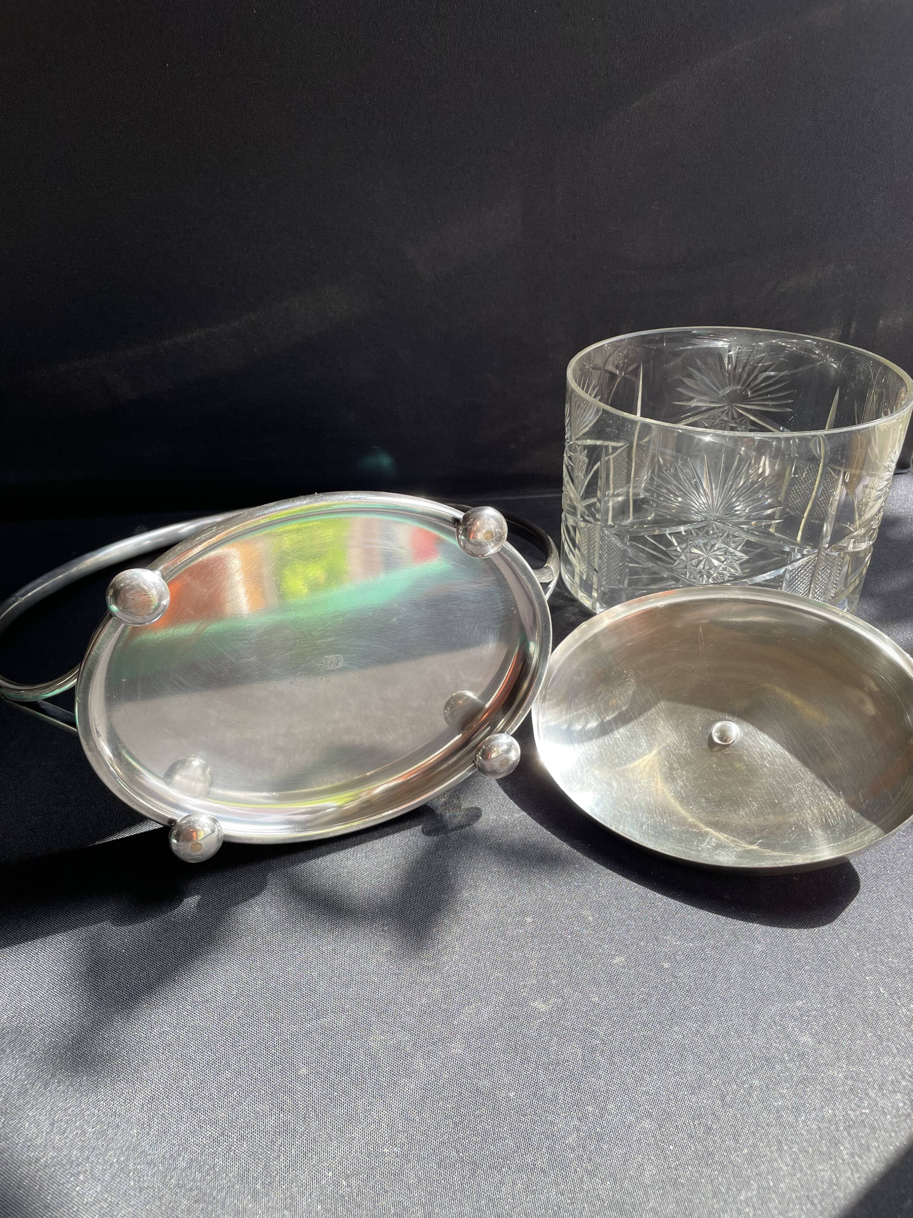 Biscuitier cristal taillé et métal argenté F. W. Quist (1831-1903)