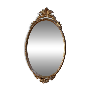 Golden wooden mirror from the 1950s France